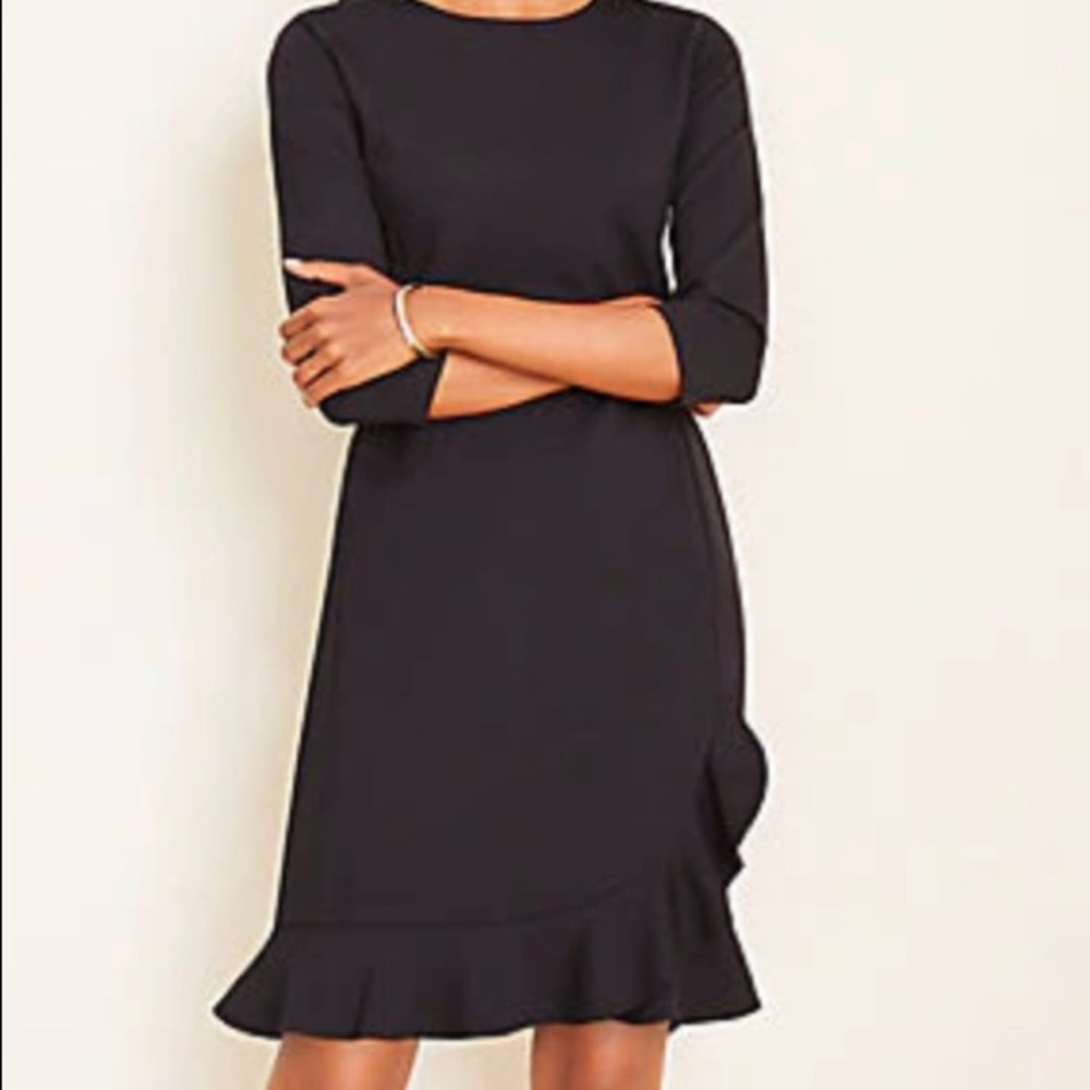 Ann Taylor Black Ruffle Hem Dress